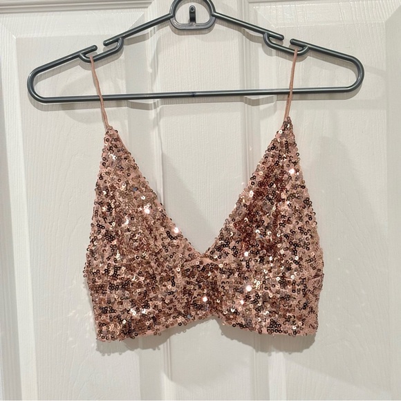 Free People Tops - Free People SEQUIN Bralette Top Cropped Tank‎ Festival Party SIZE XS